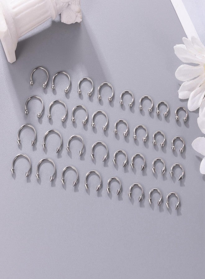 NICEIGHT 32Pcs 14G 16G 18G Surgical Steel Septum Nose Rings for Women Men Horseshoe Earrings Cartilage Helix Tragus Eyebrow Lip Daith Hoop Smily Piercing Jewelry 18G S - Image 3